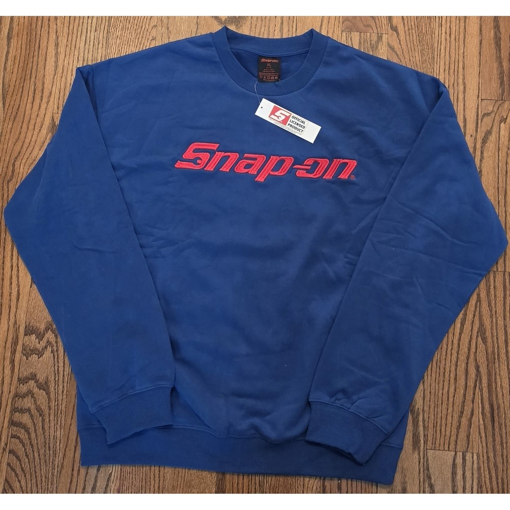 Snap-on Men's Blue XL Pullover Crew Neck Sweatshirt Long Sleeve Graphic Logo NWT